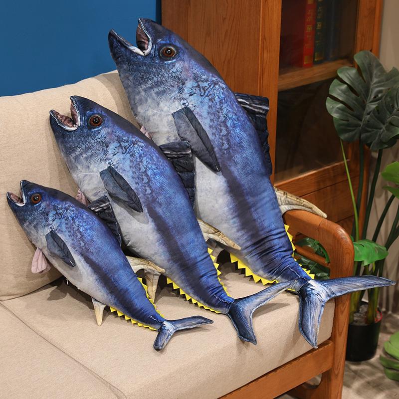 55cm Imitation Tuna Plush Toy Pillow Cartoon Lifelike Tuna Stuffed Pillow Bed Chair Plush Cushion Sleeping Plush Pillow