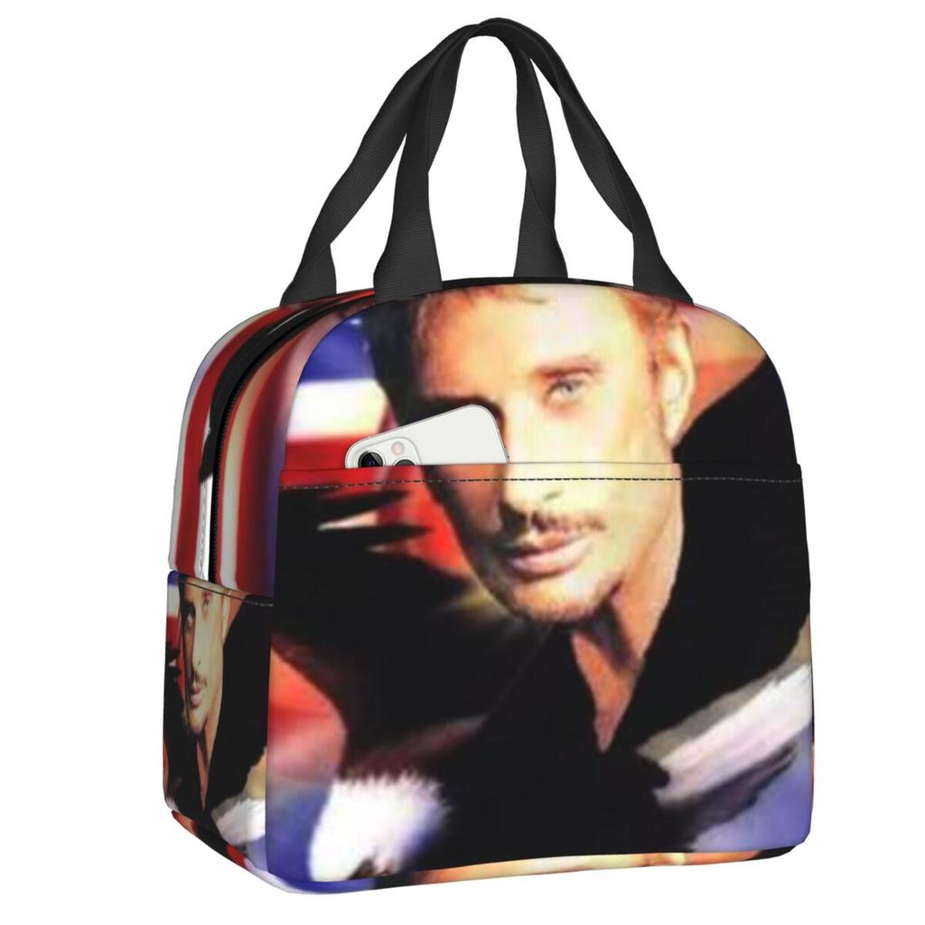 Sac isotherme personnalisé Johnny Hallyday Music Singer pour le déjeuner pour femmes Rock français Réutilisable Thermique Refroidisseur Boîte à lunch Scolaire