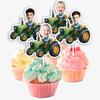 Customizable Tractor Stickers Personalized Baby Face With Ride Car Cake Toppers Custom Kids Birthday Banner Party Favors Supply