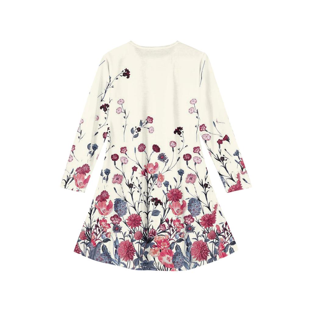 Girls' Long Sleeve Dress - Color Pocket Dress