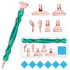 Purple 5D DIY Diamond Pen Set Resin Diamond Painting Tool Point Drill Pen with Thread Multifunctional 6 Metal Pen Heads and Clay