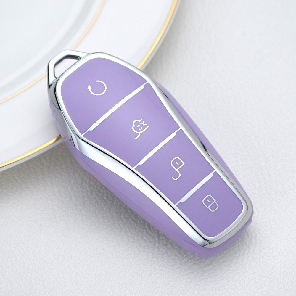 

Мягкий ТПУ Автомобильный Чехол-Брелок Держатель Аксессуары Для BYD Song/Plus Dolphin ATTO3 Tang Dmi Han EV Qin Yuan Чехол-Крышка для Ключа Автомобиля фиолетовый