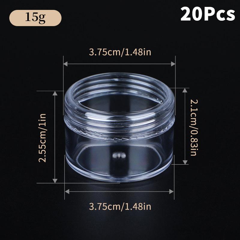 3G 5G 10G 15G 20G Cosmetic Cream Jar Empty Clear Eyeshadow Nail Glitter Lip Balm Container Makeup Sample Pot Bottle Plastic