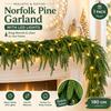 Artificial Norfolk Pine Garland with LED Warm Lights