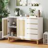 Sideboard, Storage Unit, 2 Doors, 4 Drawers, Adjustable Shelf, 120 x 40 x 86 cm, White and Oak