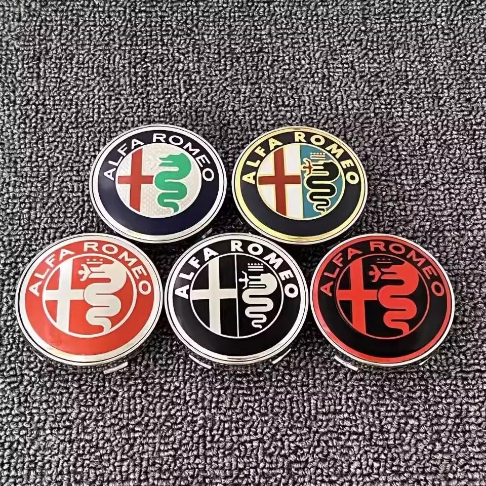 For Alfa Romeo r4PCS Car Wheel Center Cover Auto Emblem Hub Cap For Alfa Romeo Giulia Stelvio Giulietta 156 159 147 Mito Tonale Brera Disco Vola