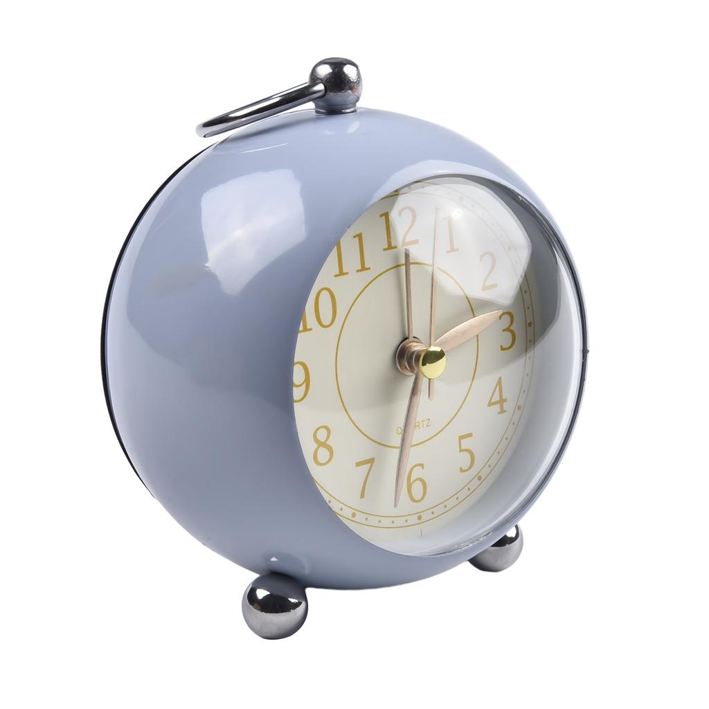 Silent Vintage Alarm Clock Round Small 12 Hour Display Analog Decor For Table Night Light Portable Retro Bedroom