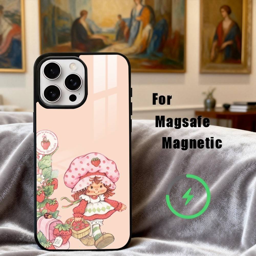 S-StrawberryS Vintage S-Shortcake Phone Case For iPhone17,16,15,14,13,12,11 Plus,Pro Max Magnetic For Magsafe Wireless Charging