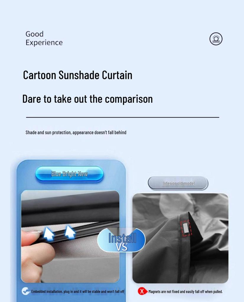 Rear Seat Blackout Sunshade Curtains for Kids