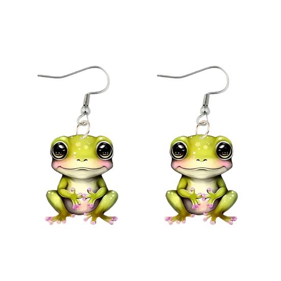 Frog Pendant Dangle Earrings 2D Acrylic Frog Pendant Earrings Cartoon