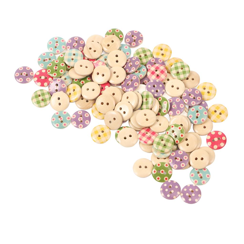 500PCS Wooden Button Multipurpose Fashionable Primary Color Base 2 Holes Decorative Sewing Button for Craft Supplies