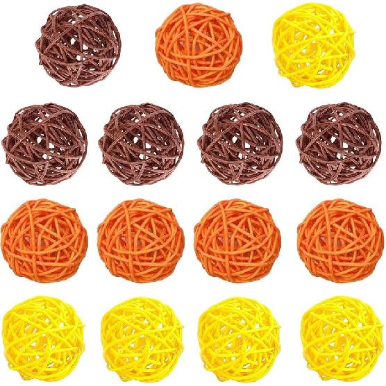 15 Pieces Wicker Rattan Balls Decorative Orbs Vase Fillers for Craft, Party, Wedding Table Decoration, Baby Shower, Aromatherapy Accessories, 2 Inch