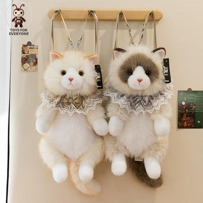 Schultasche Echte Ragdoll Katze Perserkatze Rucksack Plüschtier Puppe Kätzchen Spielzeug Süßes Mädchen Geburtstagsgeschenk