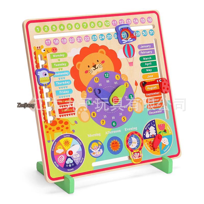 

Деревянные развивающие часы и календарь для детей: Многофункциональный пазл для времен года и изучения английского языка
