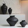 Wabi-Sabi Black Pottery Jar: Zen-style Retro Ceramic Vase for Tea Rooms and Hotels