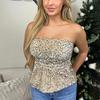  European and American leopard print sequin high-waisted tank top, chest-hugging zipper, sexy fashion top for women