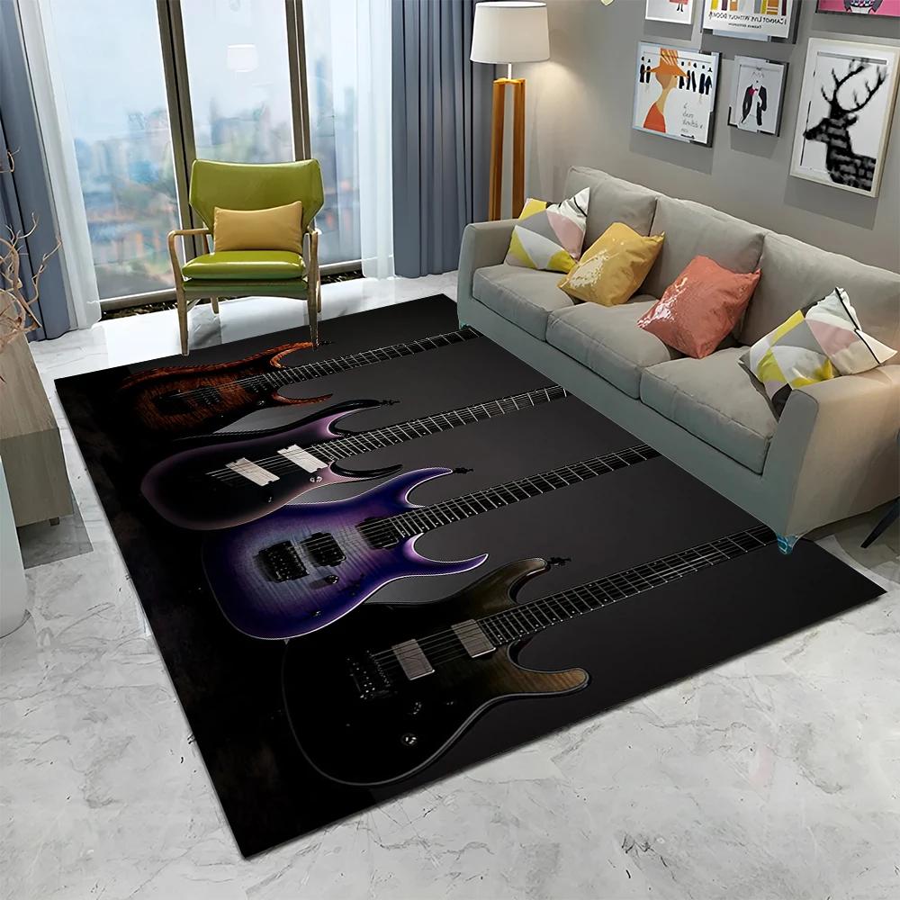Electric Guitar 3D Classical Guitar Carpet Rug for Home Living Room Bedroom Sofa Doormat Decor,kids Area Rug Non-slip Floor Mat
