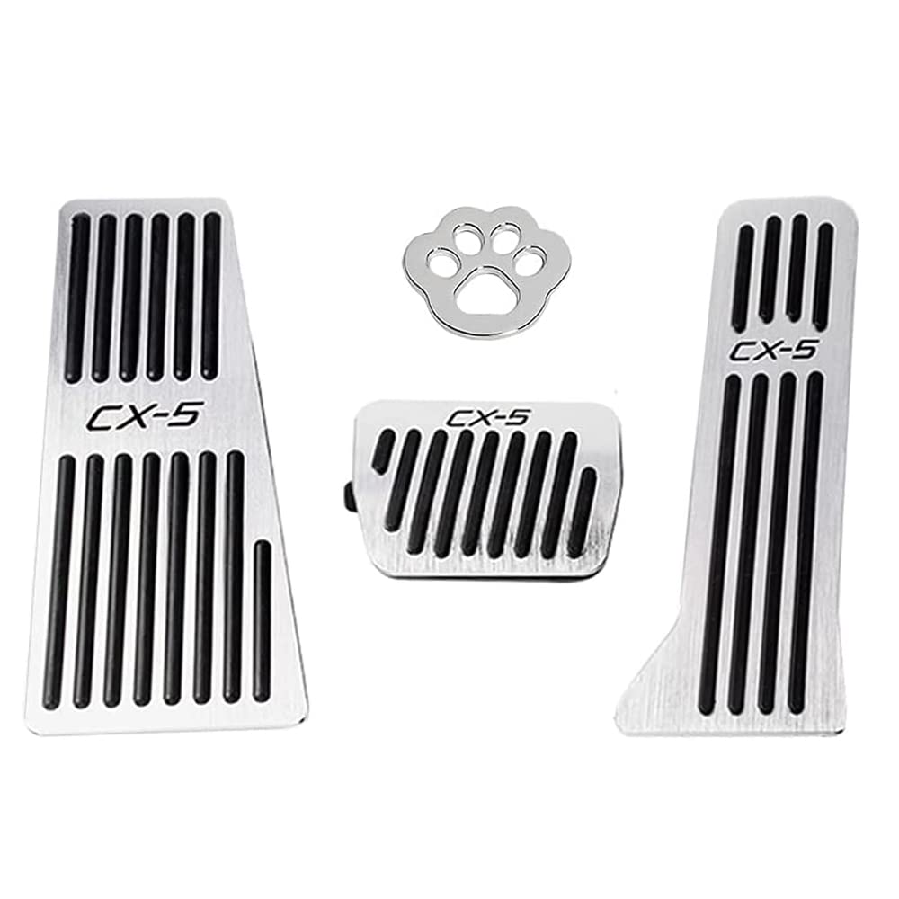 FUTWOD Mazda CX5 Aluminum Pedal Covers for Series Custom Interior Brake and Accelerator No Tools Set KE/KF Pedals, Parts, Sporty, Non-Slip Pedals,
