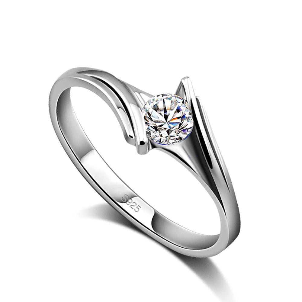 5A Zircon Ring Children'S Thick Platinum Plated Ring Temperament Single Ring Gift