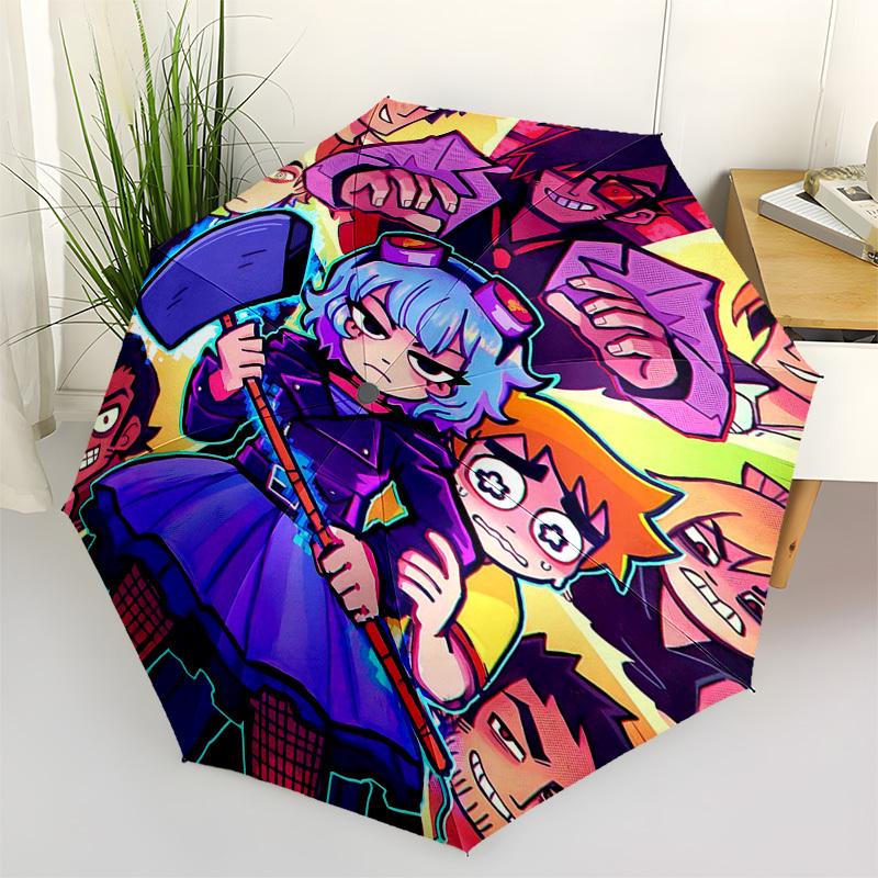 

1pc Outdoor Umbrella with Anime Characters - Automatic Opening/Closing, Portable 3-Fold Design, 8-Rib Iron Frame, Perfect Gift for Fans, Traveler