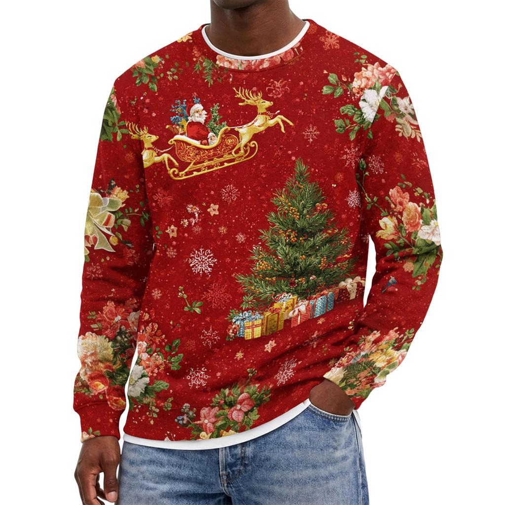 Men's Christmas Hoodless Neck Pullover Sweatshirt, for Him