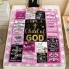 Pink Plaid Cross Bible Verse Throw Blanket for Living Room Sofa Daily Use Birthday Anniversary Faith Household Tribute