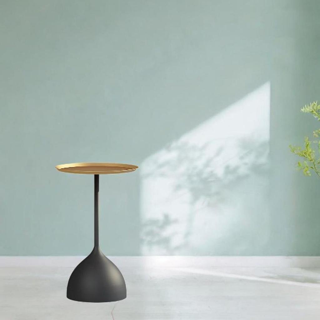 Small Side Table Fashion Decorative Bedside Tabletop for Dorm Bedroom Office Tray Black Base