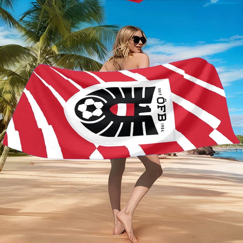 Asciugamano da Spiaggia Emblema Calcio Austria, Asciugatura Rapida, Facile da Curare, Adatto Sia per il Fitness che per le Vacanze al Mare, Essenziale Sportivo
