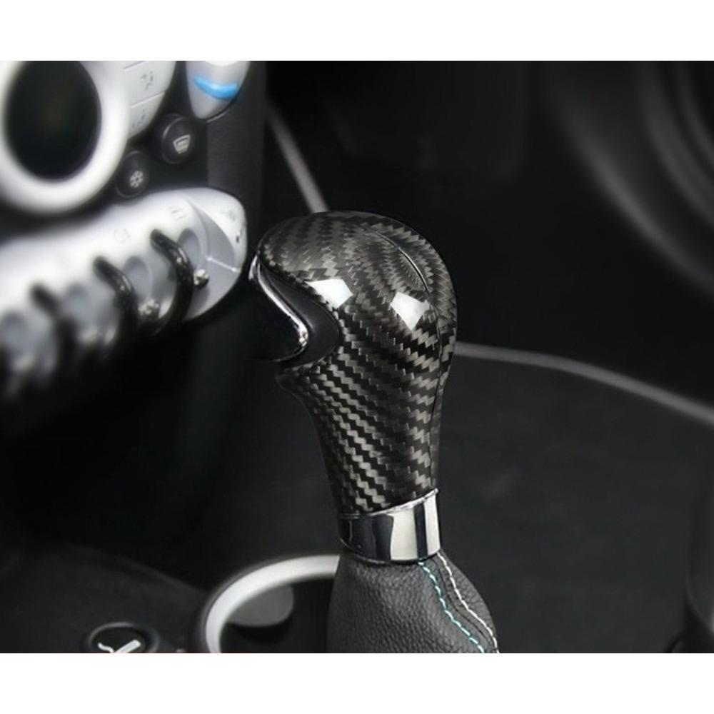 For MINI R Series Real Carbon Fiber Gear Shift Knob Head Cover Trim Panel Sticker Car Interior Mouldings Styling Accessories Kit