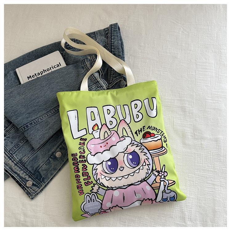 New Labubu Shoulder Eco-friendly Bag Canvas Bag Casual Shoulder Bag Shopping Bag Internet Famous Bag Cartoon