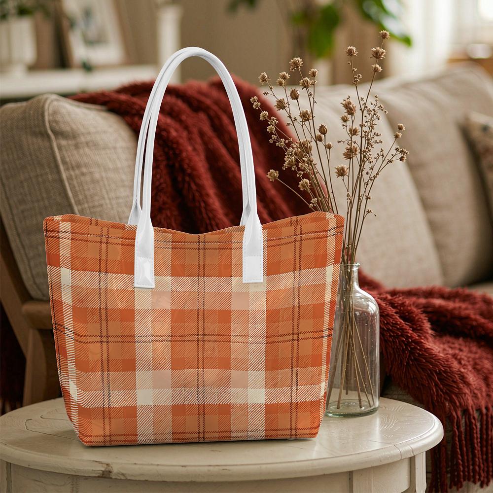Plaid Tote Bag Fashion Large Capacity Handbag Casual Shoulder Bag for Daily Use