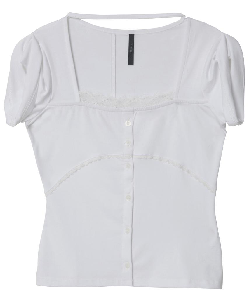 Peulleeoeob Lace Sleeve Top (Fl-112_White)