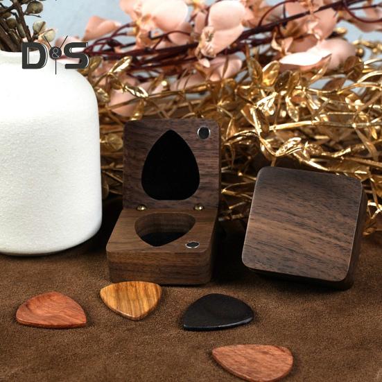 Cutie de alegere pentru chitară din lemn Părți pentru chitară Suport portabil pentru pletru pentru chitară Carcasă organizatoare pentru muzicieni Depozitare zilnică de călătorie