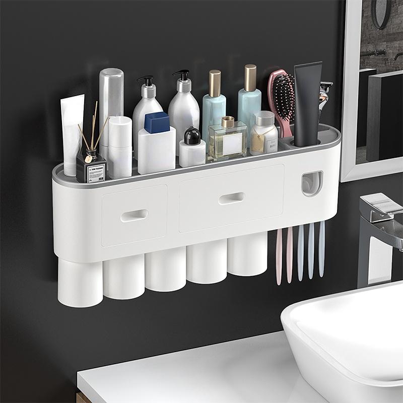 Badezimmer Adsorption Inverted Zahnbürstenhalter Wand Automatische Zahnpasta Squeezer Lagerregal Badezimmer Zubehör