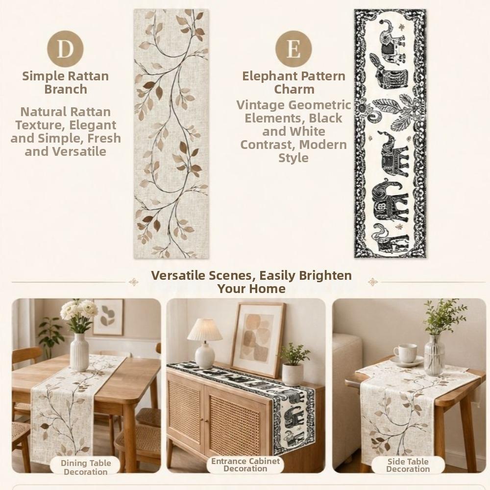 Peony Floral Dinning Table Runner Rectangular Elephant Print Table Cover Wedding Parties