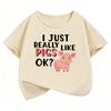 Cute Pig Graphic Kids Tshirts Summer Short Sleeve Tees Cartoon Animal Boys Girls Clothes Kawaii Tops Y2K Children Tshirt