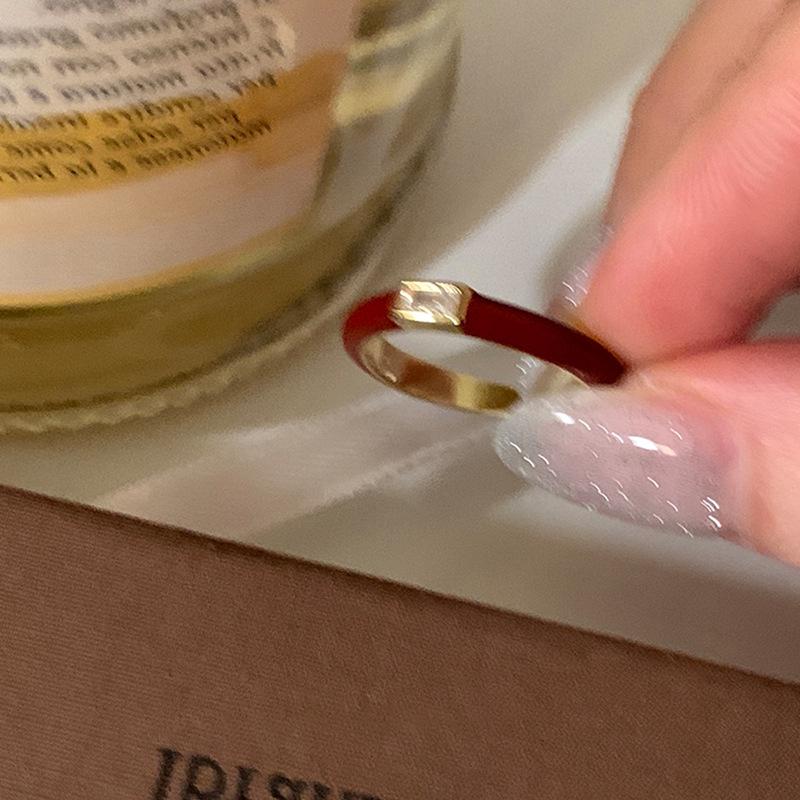 Red Zircon Drip Oil Open Ring - Women's Luxury Retro Fashion