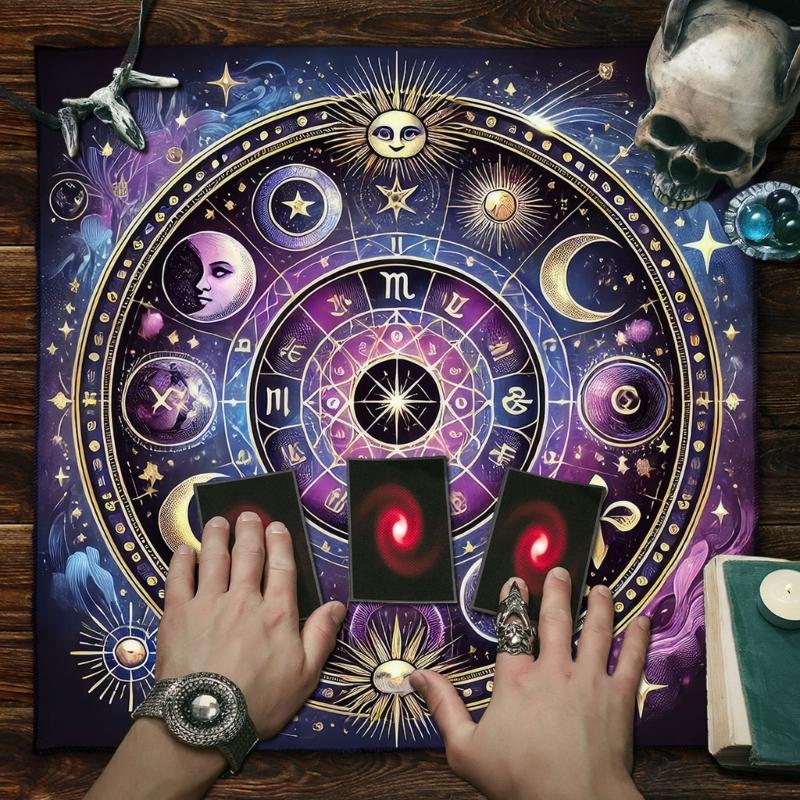 Sun Moon Pattern Astrology Tablecloth Altars Cloth Square Divinations Card Table Cloth Witchcrafts Deck Cloth
