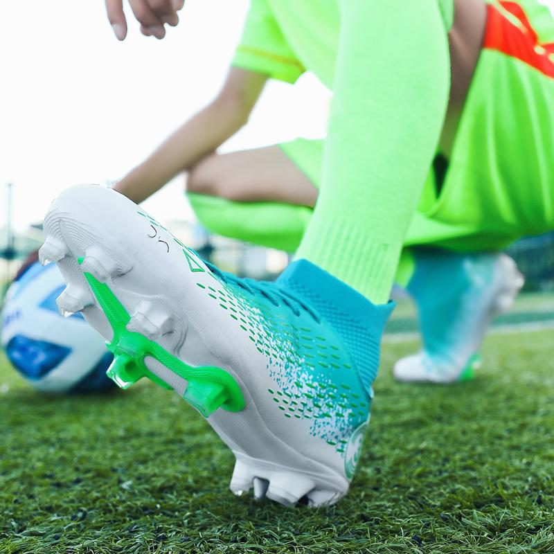 Botas de fútbol para hombre, calcetines elásticos de alta calidad AG, uñas largas, entrenamiento profesional de competición, zapatos de fútbol para niños