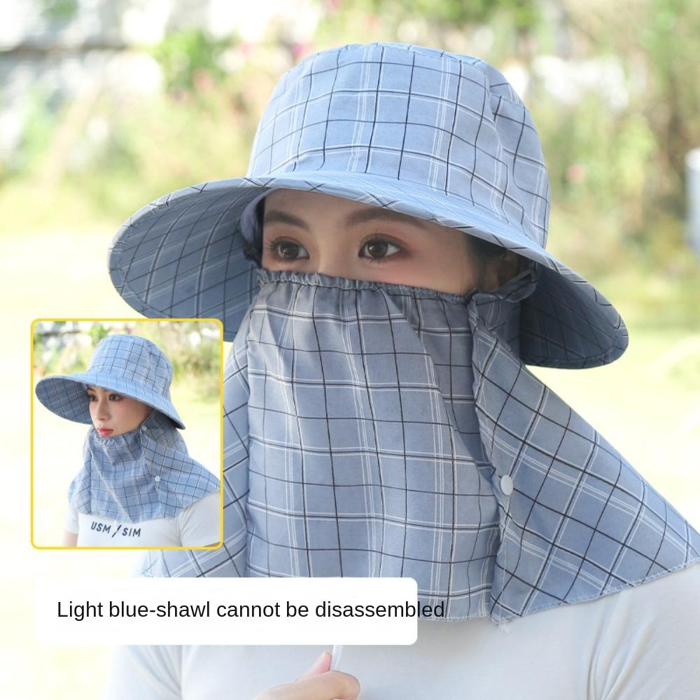 Wide Brim Agricultural Work Hat UV Protection Shawl Mask Women's Ponytail Hat  Outdoor Sports