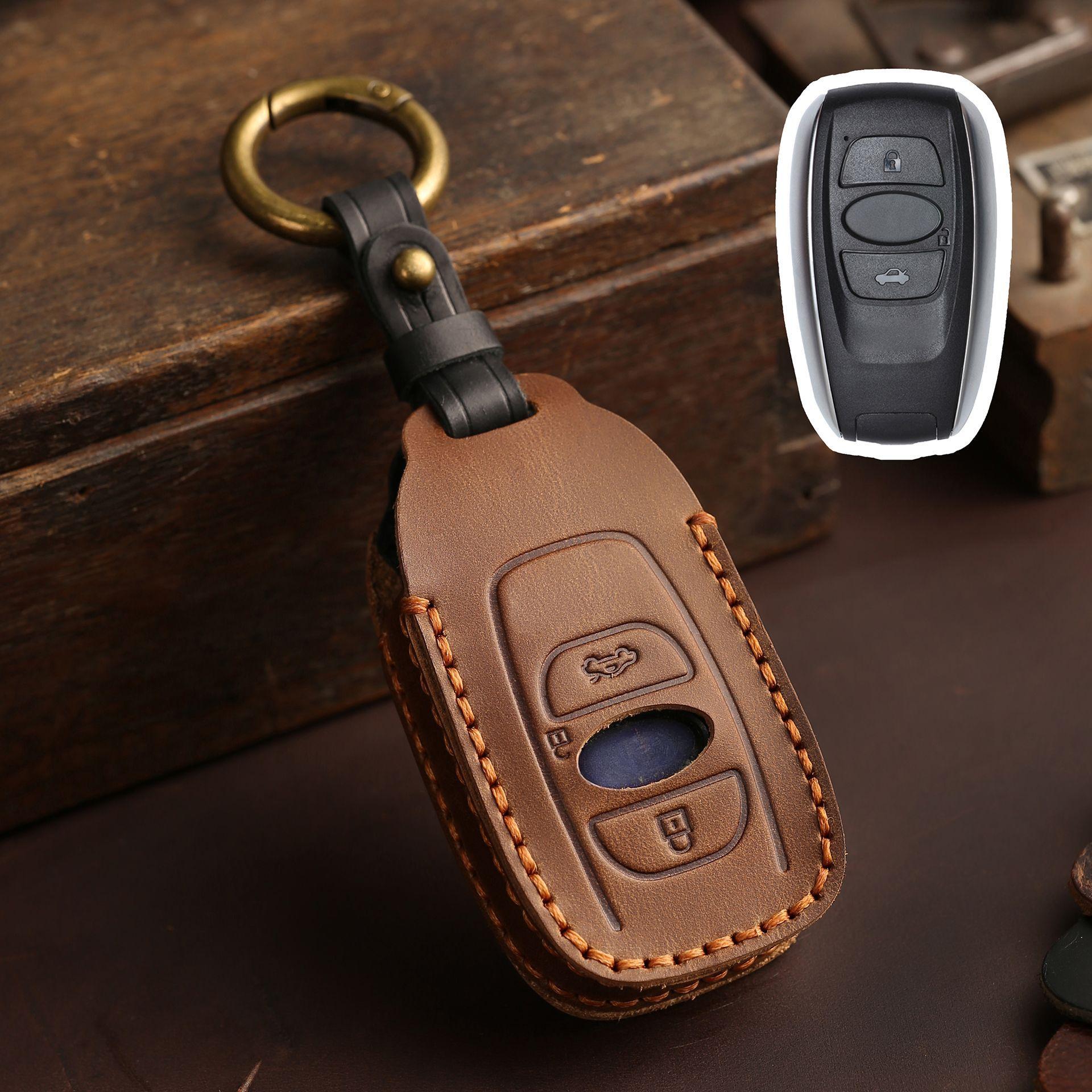 

Car Key Case Cover Leather Protector Set for Subaru BRZ XV SV Forester Legacy Outback Crosstrek Impreza WRX Keychain Accessories