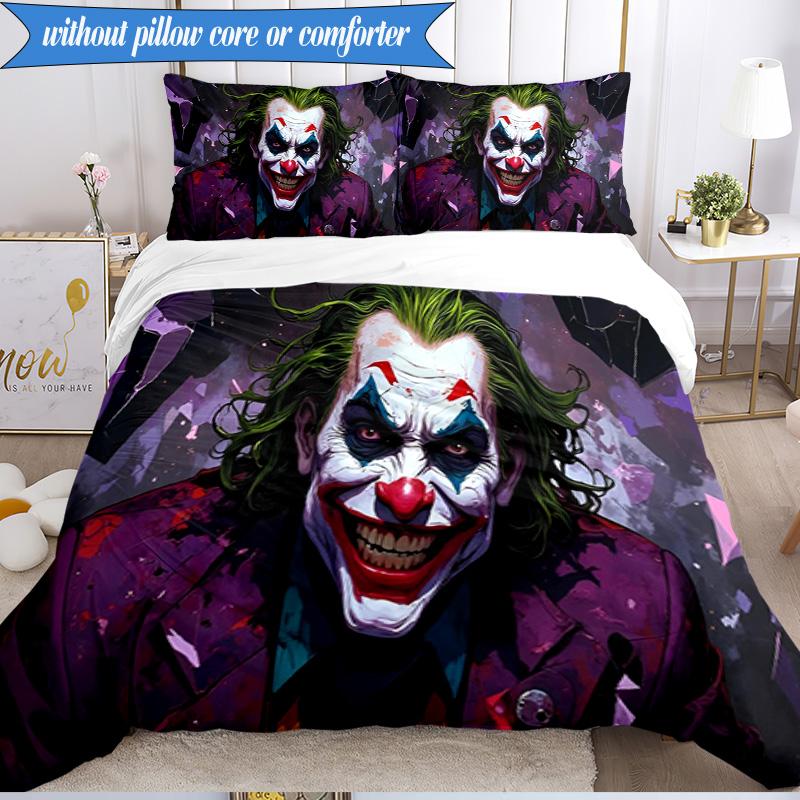 3PCS Clown Bedding Set Duvet Cover Closure Includes 1 Duvet Cover & 2 Pillowcases for All Seasons Bedroom Decor Christmas Fan gifts