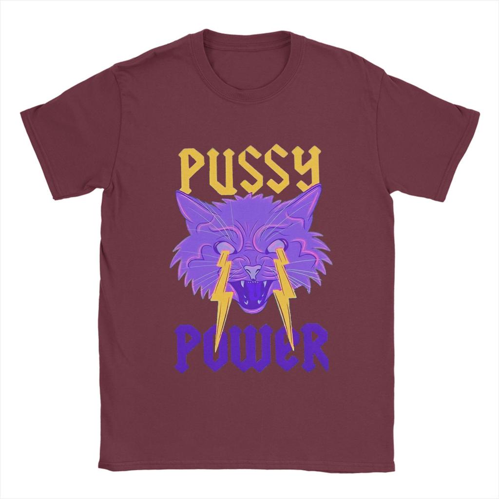 Casual T-Shirt Beach Pussy Power  Trendy Cool T-Shirts  Funny Cotton Tee Shirt for Men Aesthetic Printed Short Sleeve Top Tees