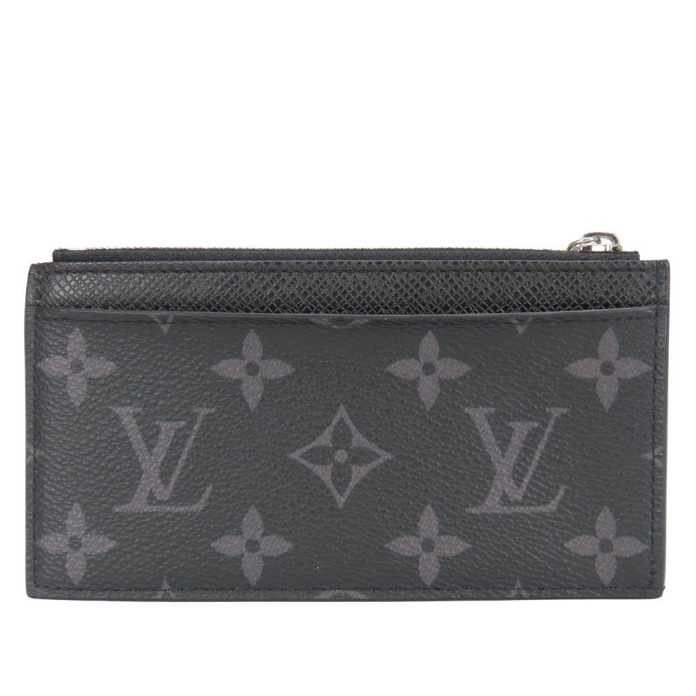 Used LOUIS VUITTON Coin Case Coin Card Holder M30271 Monogram Eclipse/Taiga Noir Black Accessory