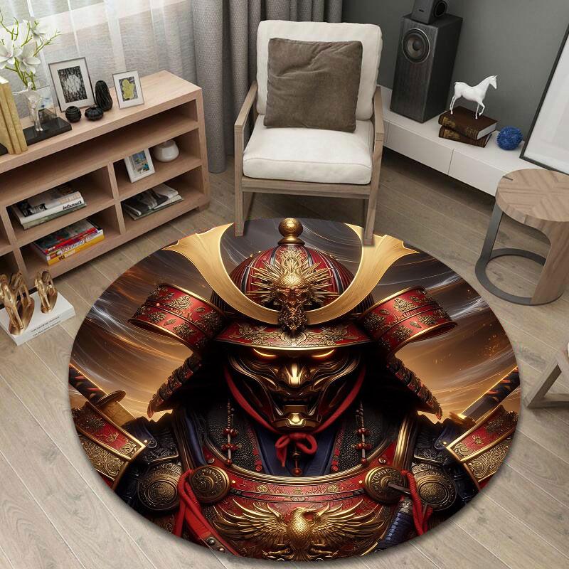 Trendy Round Tiger Multicolor Area Rug, Non-Slip Floor Mat for Bedroom