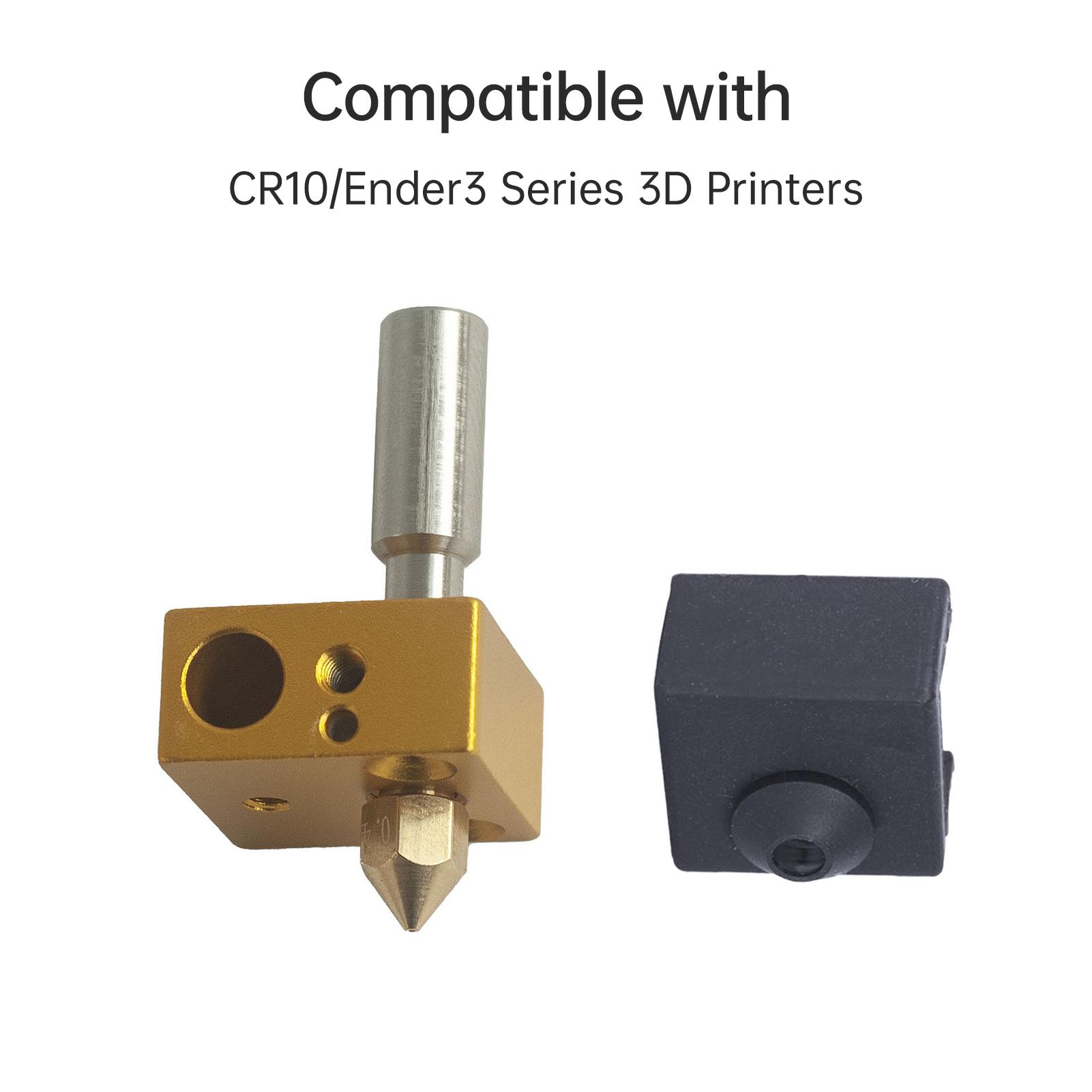 

3D Printer Parts Heatbreak Throat + Silicone Sock + Heater Block + MK8 Nozzle Set Compatible with CR10 ender3 Series 3D разноцветный