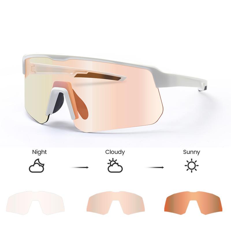 Cycling Photochromic Glasses, Outdoor Bicycle Marathon Windproof Men's Goggles, Sports Glasses Suitable for Day and Night Use for Women