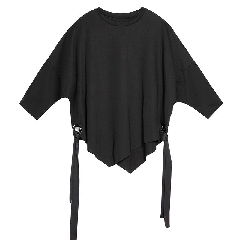 European & American Summer Eyelet Bat Sleeve T-Shirt - Dark Aunt Style Women's Casual Top