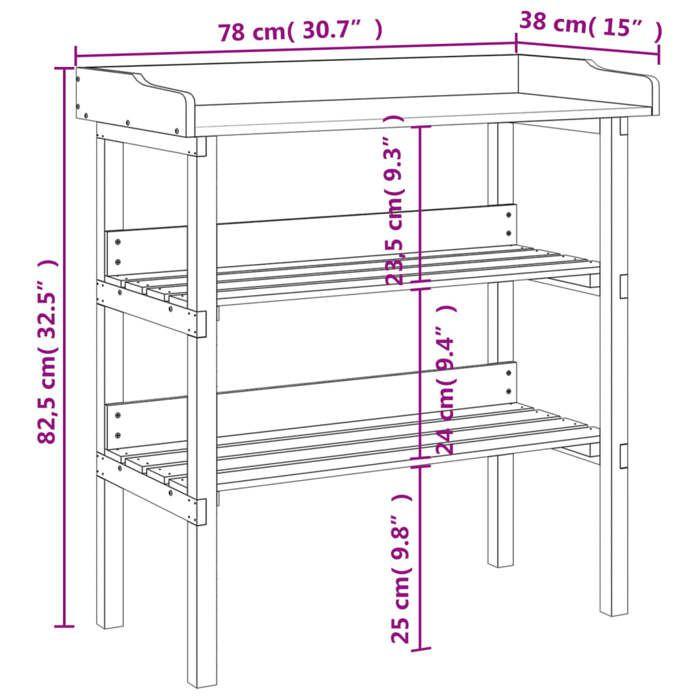 VidaXL Table à Plantes avec Étagère, Support de Pots de Fleurs, Présentoir à Plantes, Support à Plantes Jardin, Marron Bois 156353