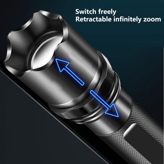Camping Flashlight High Compact Size Waterproof Brightness Zoomable Long Irradiation Distance Aluminum Alloy